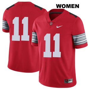 Women's NCAA Ohio State Buckeyes Tyreke Smith #11 College Stitched 2018 Spring Game No Name Authentic Nike Red Football Jersey PK20Y67ZC